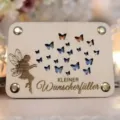 Tarjeta de regalo de madera con diseño de hada y mariposas, decoración festiva. - Estilo B / 16x12cm