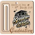 Wooden graduation money holder card with 2025 senior cap design for cash gift giving. - Style 3 / 10x10x0.3cm