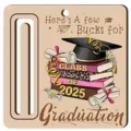 Wooden graduation cash holder detail featuring 2025 class theme and slot design for gifts. - Style 2 / 10x10x0.3cm