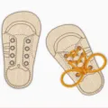 Wooden lacing shoe toy for kids Montessori early education learning shoelace practice board - 8 x 15 cm / Big Head Shoes
