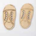 Wooden shoelace practice board Montessori educational toy for kids learning lacing skills. - 8 x 15 cm / Doll Shoes
