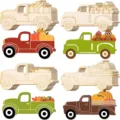 Découpes de camions en bois inachevés DIY automne récolte citrouille dinde artisanat - Formes de camions de Thanksgiving 32 pièces