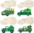 Découpes de camion en bois tranches de bois non peintes pièces de bricolage pour fête. - Formes de camions de la Saint-Patrick 32 pièces