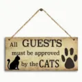 Wooden hanging wall sign with cute cat silhouette and retro quote, perfect for home decor. - 20x10 / J20X10-129-5