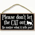 Wooden hanging sign with funny cat quote, rustic wall plaque for home decor kitchen - 20x10 / J20X10-129-2