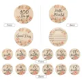 Wooden baby milestone cards with floral design, monthly growth photo props for newborns. - Eight Pieces