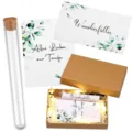 Baptism gift set with clear plastic tube kraft paper box greeting cards lights raffia - Style 4