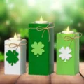St. Patrick's Day wooden tea light candle holder set with LED lights for home table decor. - Style 1