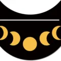 Wooden moon tarot card holder altar stand with gold moon phases design for witchcraft decor. - Moon 2