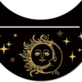 Black wooden moon tarot card holder featuring golden celestial sun and moon design. - Moon 5
