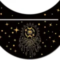 Black wooden moon tarot card holder with gold celestial hand design for altar decor. - Moon 6