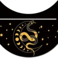 Black wooden moon altar stand with gold snake moon phases tarot card holder for witch decor. - Moon 8