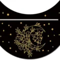 Black wooden moon tarot card holder with gold floral engraved altar stand for witch decor - Moon 11