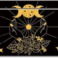 Wooden tarot card altar stand featuring mystic moon hand and rose design for witchcraft. - 7