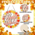 Fall wooden door sign with Hello Fall text, 3D hollow maple leaf decor for autumn. - Fall Thanksgiving Style / 30x30x0.5cm
