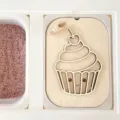 Set de bandeja sensorial de madera con bonito rompecabezas de cupcake y cuchara. - Helado