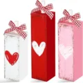 Valentine's Day rustic wooden block table sign tiered tray decor with hearts and bows. - Distressed Style