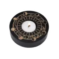 Wooden tea light candle holder with celestial moon phase engraving for home decor and gifts. - Moon Phase