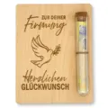 Holz Geldgeschenk Karte mit Reagenzglas, laser graviertes Firmung Design für Geldgeschenke. - Stil 5