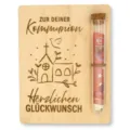 Wooden money gift card holder with glass test tube for religious communion party holiday gift. - Style 2