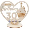 Soporte de regalo de dinero de 30 cumpleaños de madera corazón exhibición fiesta - 30
