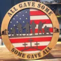 US Independence Day wooden plaque tabletop decor patriotic veteran memorial wall hanging sign - 4 Layers (Diameter 30cm) / Style B