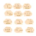 Wooden baby monthly milestone cards cloud shaped newborn growth tracker photography props - Spanish Cloud Milestone Plaque 6pcs Double-Sided / 15x10x0.3cm