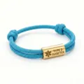 Bracelet en paracorde tressée bleue avec plaque d'identification médicale pour diabète de type 2. - Alerte Médicale Paracorde Bleu Canard Accessoires Dorés