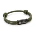 Bracelet alerte médicale en paracorde verte avec tube en acier inoxydable noir. - Alerte Médicale Paracorde Vert Armée Accessoires Noirs