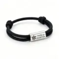 Bracelet d'alerte médicale en acier inoxydable bracelet paracord tressé diabète type 2 - Alerte Médicale Paracorde Noire Accessoires Argentés