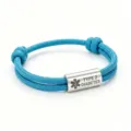 Bracelet d'alerte médicale en paracorde bleue avec tube en acier inoxydable gravé. - Alerte Médicale Paracorde Bleu Canard Accessoires Argentés