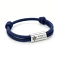 Bracelet d'alerte médicale en paracorde bleue tressée avec tube en acier inoxydable gravé. - Alerte Médicale Paracorde Marine Accessoires Argentés