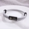Bracciale Allerta Medica Corda Tessuta Acciaio Inossidabile Grigio Diabete Tipo 2 Gioiello - Stile Allerta Medica / Corda Grigio Chiaro Hardware Nero