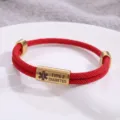 Bracciale medico di emergenza in acciaio inossidabile corda rossa diabete tipo 2 gioiello - Stile Allerta Medica / Corda Rossa Hardware Dorato
