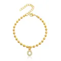 Bracciale con catena di perline placcato in oro con ciondolo a lettera strass. - Braccialetto a Sfere Iniziale O con Strass / Argento