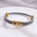 Braccialetto di allerta medica in acciaio inossidabile con corda grigia tipo 2 diabete. - Stile Allerta Medica / Corda Grigia Hardware Dorato