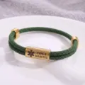 Braccialetto medico di emergenza in corda di Milano verde acciaio inossidabile tipo 2 diabete - Stile Allerta Medica / Corda Verde Scuro Hardware Dorato