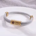 Bracciale di allerta medica in acciaio inossidabile per diabete di tipo 2 con corda grigia. - Stile Allerta Medica / Corda Grigio Chiaro Hardware Dorato