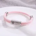 Braccialetto di allarme medico in corda Milan rosa con targhetta incisa in acciaio inox. - Stile Allerta Medica / Corda Milano Rosa Hardware Argento