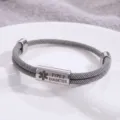 Bracciale medico in acciaio inossidabile con corda grigia intrecciata e diabete tipo 2. - Stile Allerta Medica / Corda Milano Grigia Hardware Argento