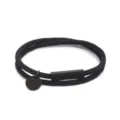 Bracciale in corda milanese nera intrecciata con dettagli di ciondoli rettangolari e rotondi. - Perimetro 40cm / Corda Nera Accessorio Nero (ZR20250715B4)