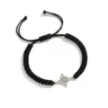 Handmade black woven rope bracelet with silver stainless steel witch knot pendant adjustable. - Style B / Silver-Black