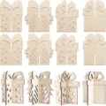 Ornements de boîte-cadeau 3D en bois Découpe laser DIY Décoration de bureau de fête - Boîte Cadeau (4 Styles 3 Ensembles) / 24 Pièces/Ensemble