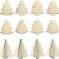 Sapin de Noël miniature en bois 3D puzzle DIY ornement bureau fête maison déco fête. - Arbre de Noël (4 Styles 3 Ensembles)