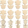 DIY 3D en bois fleur puzzle ornements, plante non peinte laser découpe déco bureau. - Fleur (4 Styles 3 Ensembles) / 24 Pièces/Ensemble