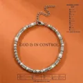 Stainless steel Morse code bracelet with metal tubes and beads, inspirational jewelry gift. - Silver