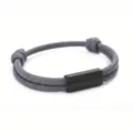 Handmade woven grey paracord bracelet with black stainless steel tube adjustable rope design - 2cm Square Tube Paracord Style / Gray Cord Black Accessories