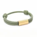 Adjustable handmade paracord bracelet with stainless steel tube detail for daily wear. - 2cm Square Tube Paracord Style / Green Cord Gold Accessories