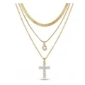 Collier Triple Couche Or Avec Pendentif Lettre G Et Croix En Acier Inoxydable Bijou - Lettre G