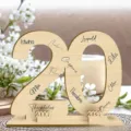 Wooden number 20 sign personalized family names birthday anniversary tabletop decor gift piece - 20